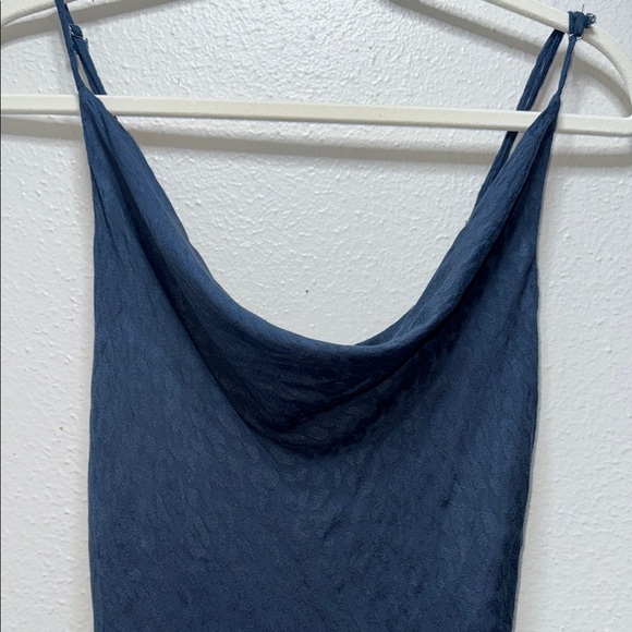 Style Rack Blue Ribbed Slip Dress for Night Out - Picture 2 of 9